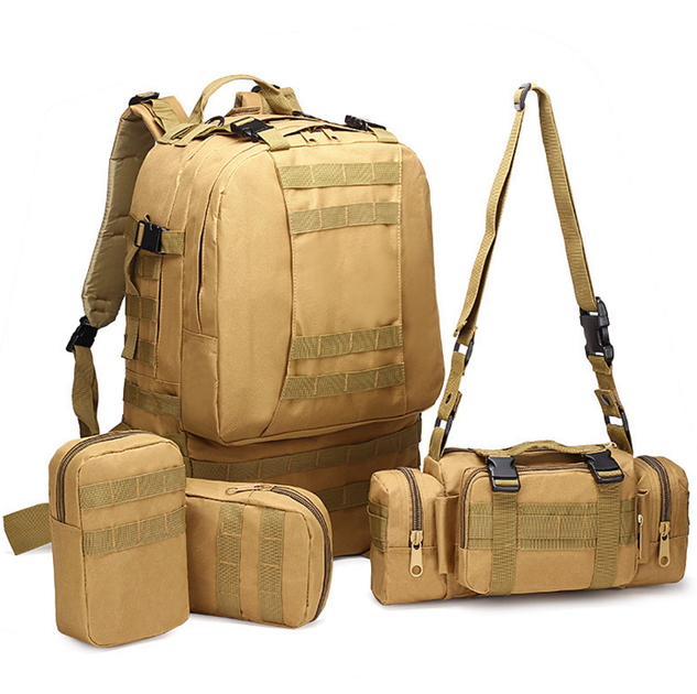 Тактичний Штурмової Військовий Рюкзак ForTactic з підсумкими на 50-60литров Кайот TacticBag - зображення 1