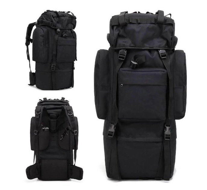 Тактичний туристичний рюкзак ForTactic на 65-70 літрів Чорний - зображення 1