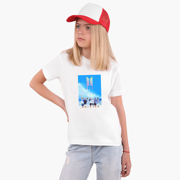 Детская футболка БТС (BTS) (9224-1079) 146-152 см Хлопок Белый от ...