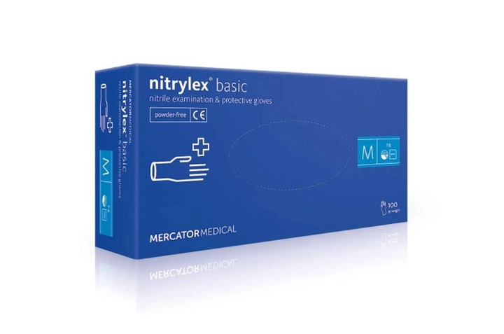 Нітрилові рукавички Nitrylex Basic blue M - зображення 1
