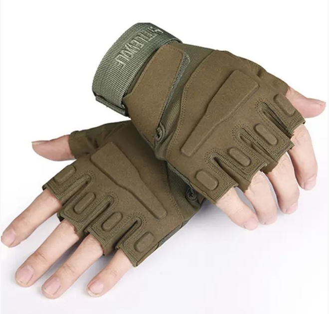 Перчатки тактические штурмовые (велоперчатки, мотоперчатки) BattleWolf беспалые Green р.M - зображення 2