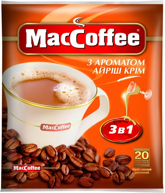 Маккофе 3 в 1 Айриш крем кофейный напиток 20 пакетиков - Фото 1 Маккофе 3 в 1 Айриш крем кофейный напиток 20 пакетиков - изображение 1