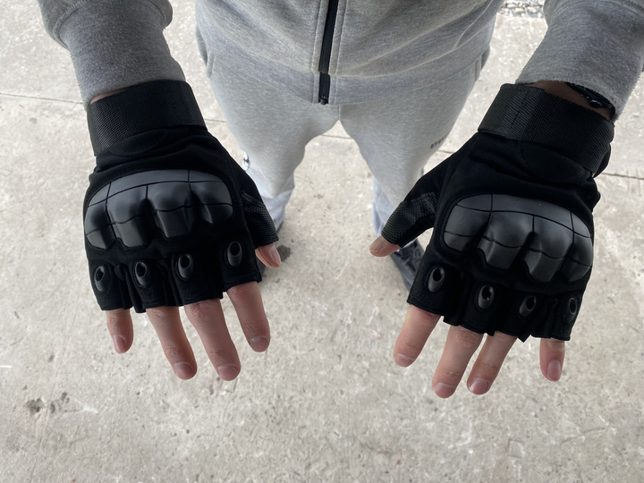 Тактические беспалые перчатки черные - зображення 1