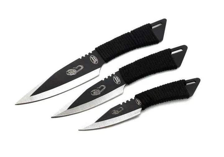Ножі метальні Scorpion комплект 3 в 1 у чохлі. Сталь 440 - зображення 1