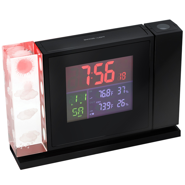 Метеостанція Bresser MyTime Crystal P Colour Projection Alarm Clock and Weather Stations Black (7060100) - изображение 2