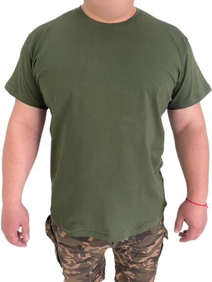 Чоловіча футболка стрейчева без принта XL темний хакі - зображення 1