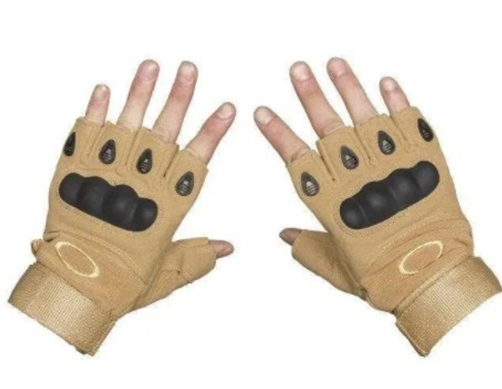 Военные перчатки без пальцев размер M (штурмовые, походные, армейские, защитные, охотничьи) Песочный - изображение 2