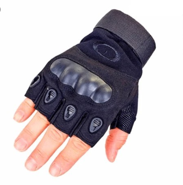 Військові рукавички без пальців розмір XL (штурмові, похідні, армійські, захисні, мисливські) Чорні - зображення 1