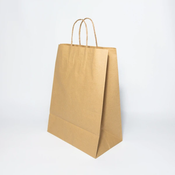Пакет подарунковий готовий eko-kraft 260*150*350 уп - 5 штук Коричневий Крафт пакетик з ручками маленький з принтом Долоня з серцем - зображення 6
