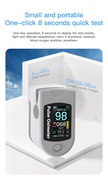 Пульсоксиметр 4-в-1 ZYS J1 (APP Bluetooth) HRV - зображення 3