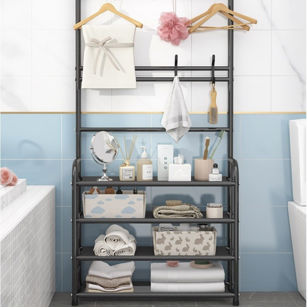 Сборная напольная вешалка для одежды New simple floor clothes rack size с крючками и полками 60*29.5*151 см - изображение 6