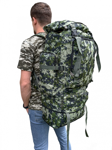 Рюкзак тактичний 80л піксель, рюкзак військовий камуфляж, тактичний рюкзак похідний - зображення 1