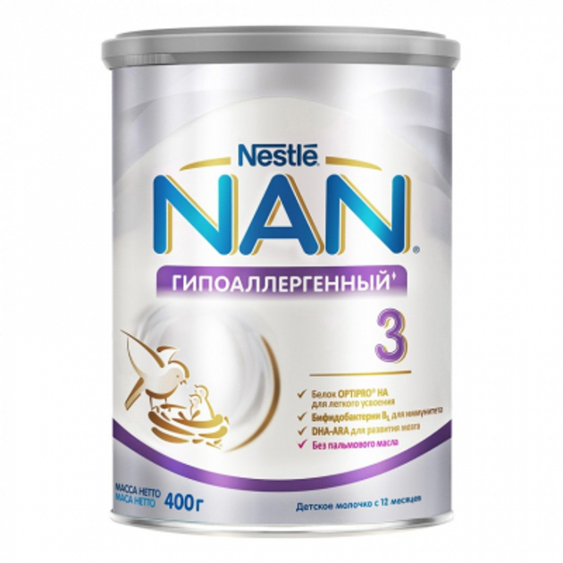 Дитяча суміш Nestle NAN 3 Гіпоалергенний +12 міс. 400 г (1000238) - зображення 1