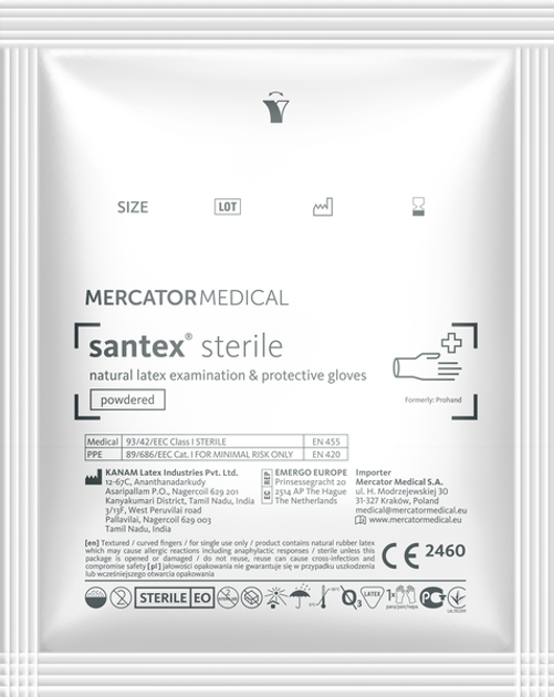 Перчатки латексные Santex опудренные стерильные М - изображение 2