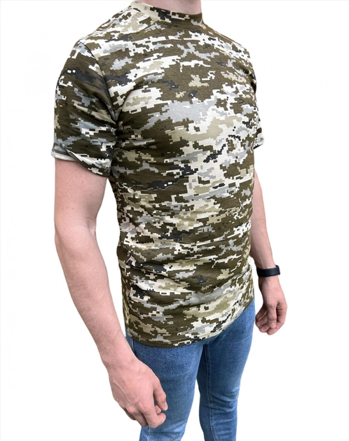 Футболка Пиксель ЗСУ , летняя военная футболка мужская , тактическая футболка военнослужащих всу . Размер 4XL (58) - изображение 2