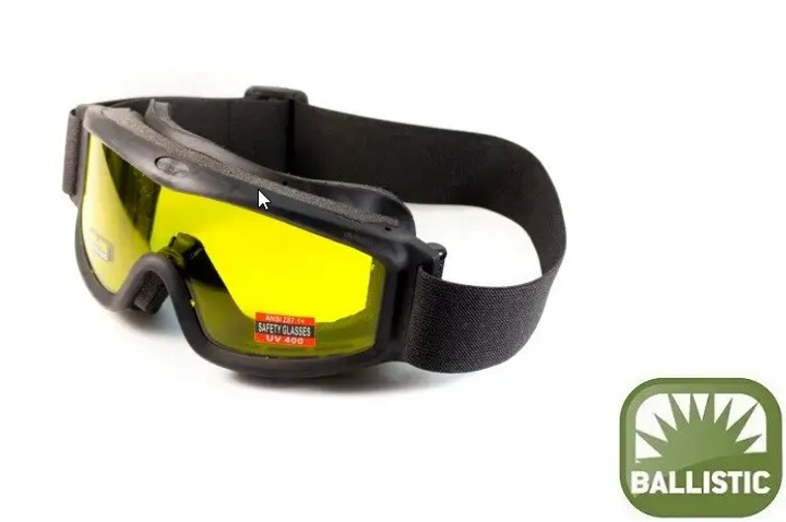 Защитные тактические маска очки Global Vision Ballistech-3 (yellow) Anti-Fog - изображение 1