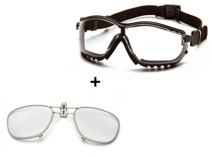 Балістичні окуляри з ущільнювачем та діоптричною вставкою Pyramex V2G прозорі - зображення 1