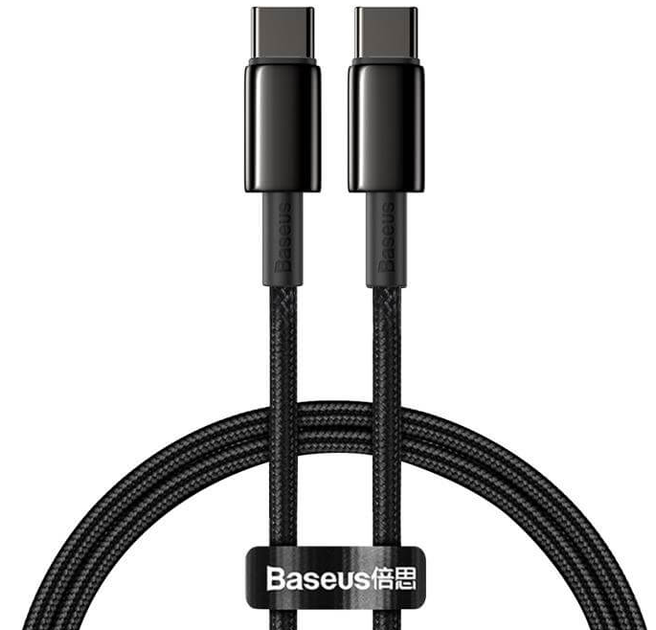 Кабель для зарядки BASEUS CATWJ-01 Type-C to Type-C 100W 1м с поддержкой Power Delivery и Quick Charge Black - изображение 2