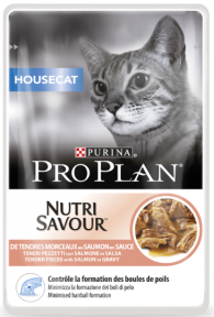 Вологий корм для кішок Pro Plan NUTRISAVOUR Housecat з лососем в соусі для кішок, що живуть вдома 85г - Фото 1 Вологий корм для кішок Pro Plan NUTRISAVOUR Housecat з лососем в соусі для кішок, що живуть вдома 85г - зображення 1