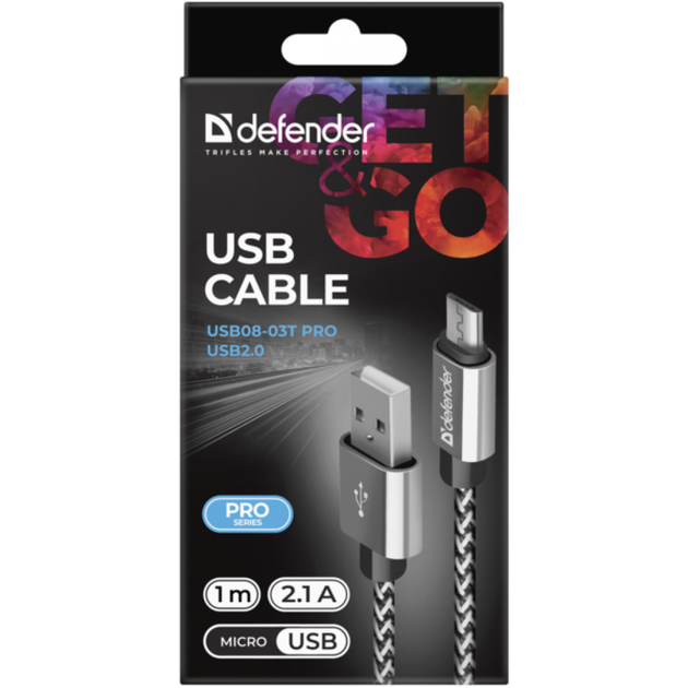 Дата кабель USB 2.0 AM to Micro 5P 1.0m USB08-03T PRO white Defender (87803) - Фото 4 Дата кабель USB 2.0 AM to Micro 5P 1.0m USB08-03T PRO white Defender (87803) - изображение 4