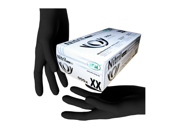 Перчатки нитриловые SFM черные без пудры 100шт L - изображение 1