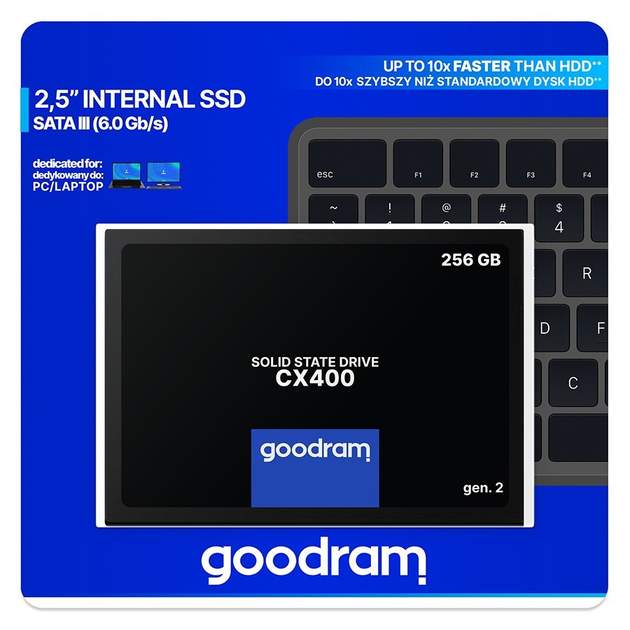 Накопитель SSD 256GB GOODRAM CX400 Gen.2 2.5" SATAIII 3D TLC (SSDPR-CX400-256-G2) - изображение 3
