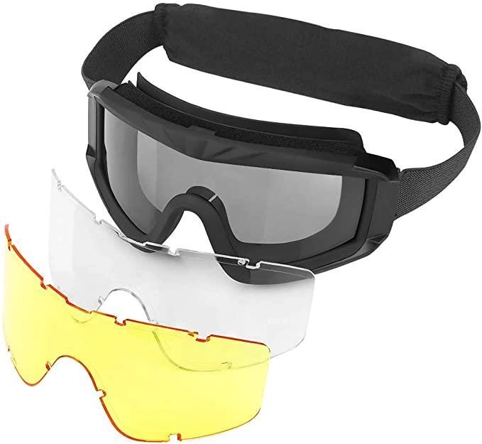 Тактичні балістичні окуляри Xaegistac Airsoft Goggle's Black 3 змінні лінзи - зображення 1