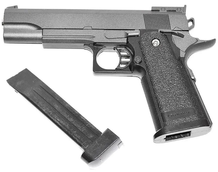 Спринговый пистолет Galaxy Colt M1911 с кобурой на пульках BB 6 мм металлический Black - изображение 2