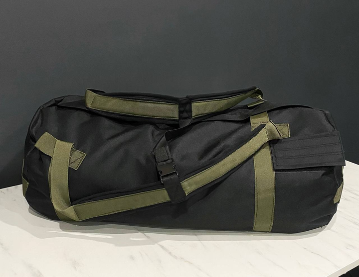 Тактична сумка-рюкзак Colo 90 л Чорний з хакі від 100 шт - зображення 1