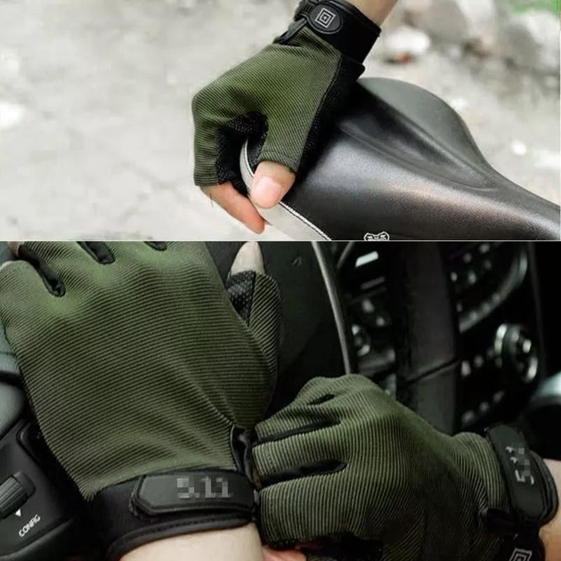 Тактичні рукавиці безпалі 5.11 тонкі M Зелений - зображення 2