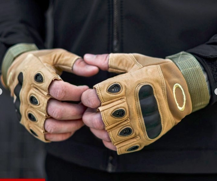 Перчатки UA Перчатки тактические военные беспалые койот без пальцев - изображение 1