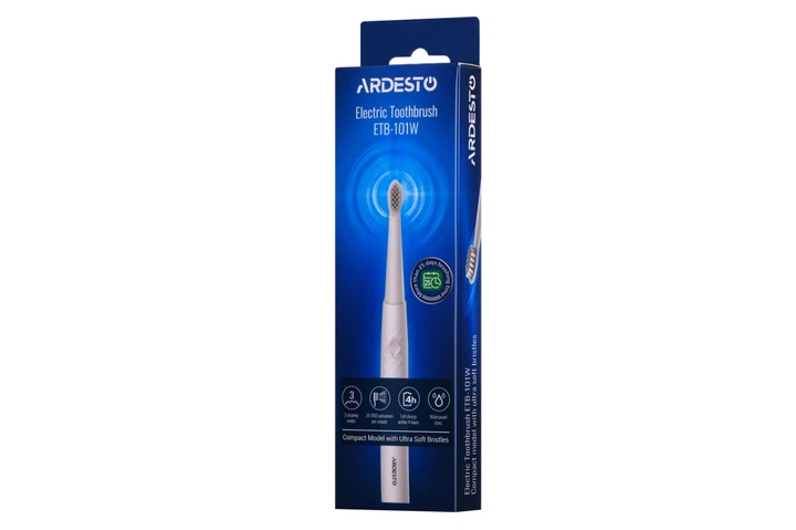 Электрическая зубная щетка Ardesto ETB-101-W - Фото 2 Электрическая зубная щетка Ardesto ETB-101-W - изображение 2