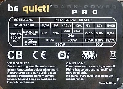 be quiet！電源 BQT P6-530-W Pro 530W 完動美品  Be Quiet Dark Power Pro BQT P6 Pro 530 Watt Modular #35518
