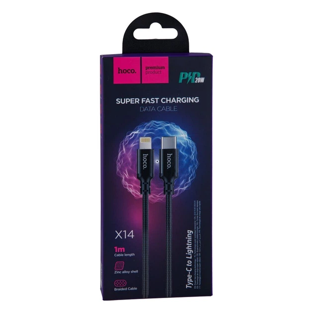 USB Hoco X14 Double Speed PD 20W Lightning Цвет Чёрный - Фото 2 USB Hoco X14 Double Speed PD 20W Lightning Цвет Чёрный - изображение 2