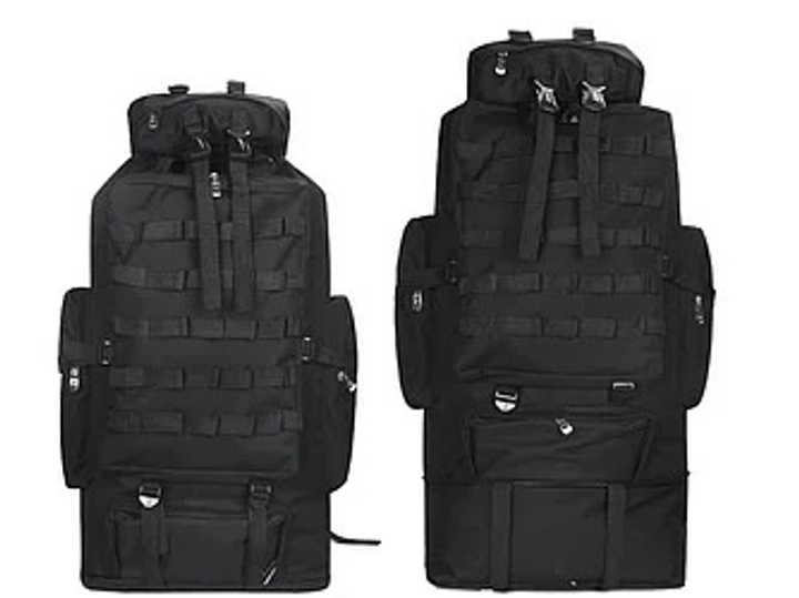 Тактический туристический рюкзак раздвижной на 80-100л TacticBag Черный (st2825) - изображение 1