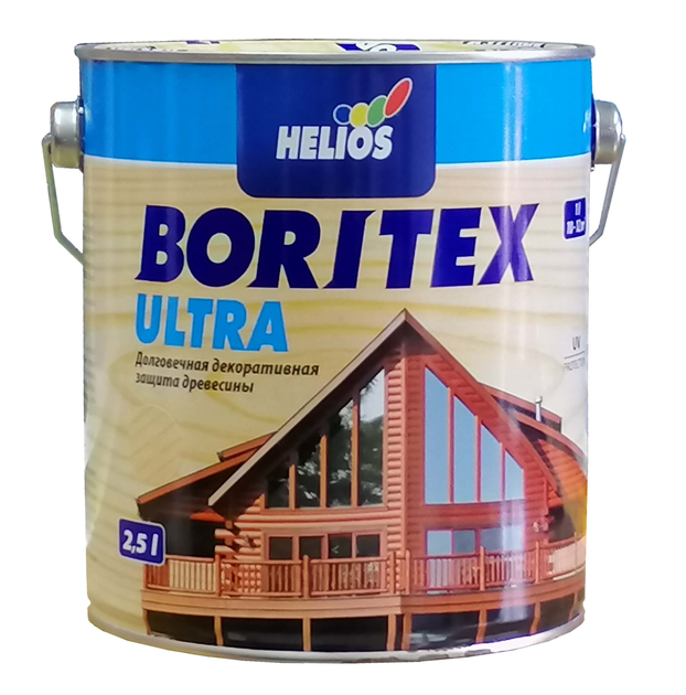 Лазурь для дерева с воском Helios Boritex Ultra эбеновое дерево 2,5л .