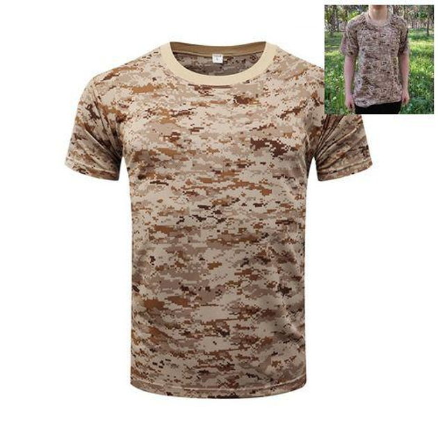 Тактическая футболка Flas-1; XL/54р; 100% Хлопок. Пиксель/песочный. Армейская футболка Флес. Турция. - изображение 1