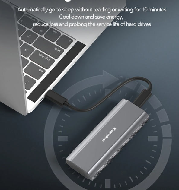 Внешний карман Blueendless 2810SN для M.2 SSD NVMe (PCIe) / NGFF (Sata) Type-C USB 3.1 Gen 2 - изображение 5