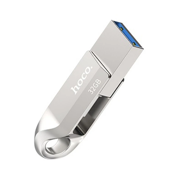 Флеш накопитель USB Hoco UD8, 32GB, Smart Type-C 3.0, серебристый - изображение 3