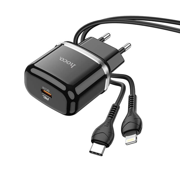 Зарядное устройство с быстрой зарядкой + кабель Type-C to Lightning ...