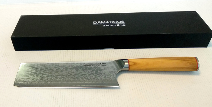 Нож кухонный-топорик 17 см Damascus DK-OK 4005 AUS-10 дамасская сталь 67 слоев - изображение 2