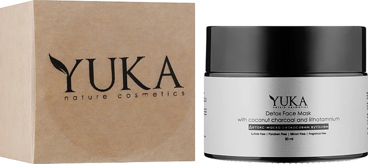 Детокс-маска с кокосовым углем и литотамнием - Yuka Detox Face Mack 50ml (914389-24423) - изображение 2