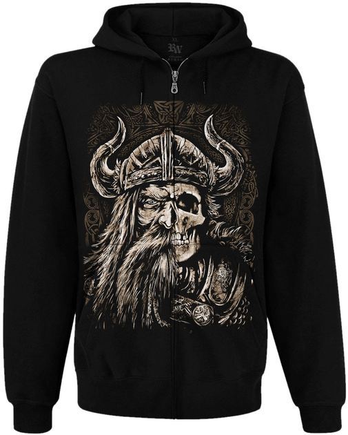 Худі Rockway Viking (наполовину обличчя, наполовину череп) на блискавці Чорний, Размер M 