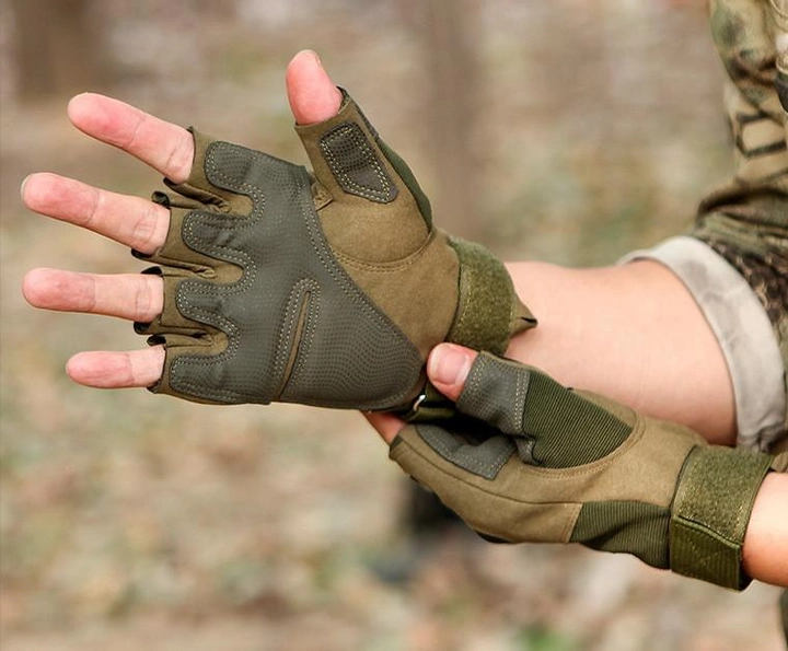 Перчатки тактические Oakley беспалые армейские Green L - изображение 2