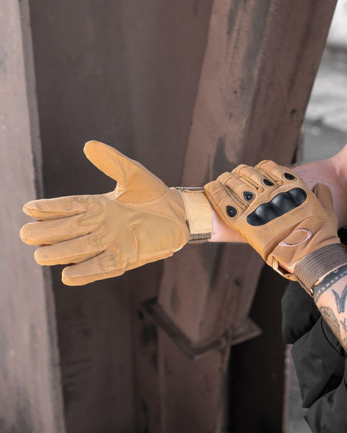 Тактические перчатки с пальцами BEZET M песочные - изображение 2