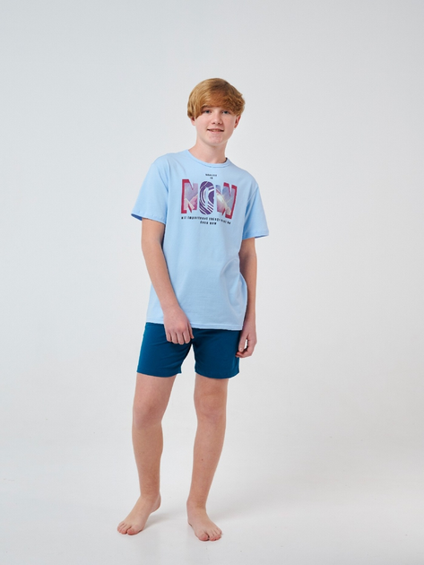 Акція на Піжама (футболка + шорти) для хлопчика Smil 104719 158 см Блакитна від Rozetka