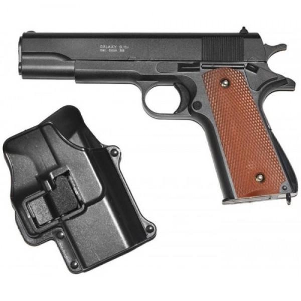 Пистолет страйкбольный Galaxy G.13+ металл пластик с пульками и кобурой - изображение 1