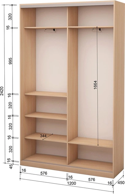 Шкаф-купе двухдверный Roko 120х242х45 см ДСП Дуб Молочный (20200025212) - изображение 2