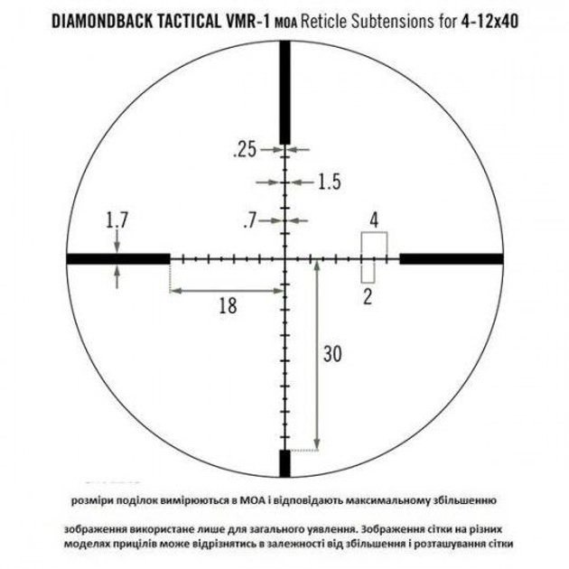 Прицел оптический Vortex Diamondback Tactical 4-12x40 (VMR-1) - изображение 2