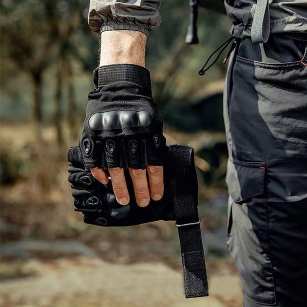 Перчатки беспалые с защитой запястья Bezet Tactical Gloves (черные, размер XL) - изображение 2